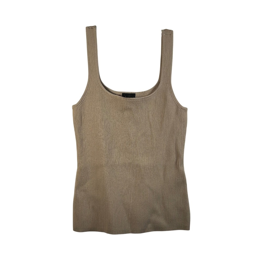 Halogen Ribbed Tank Top Taupe Scoop Neck Sleeveless Knit Size S‎